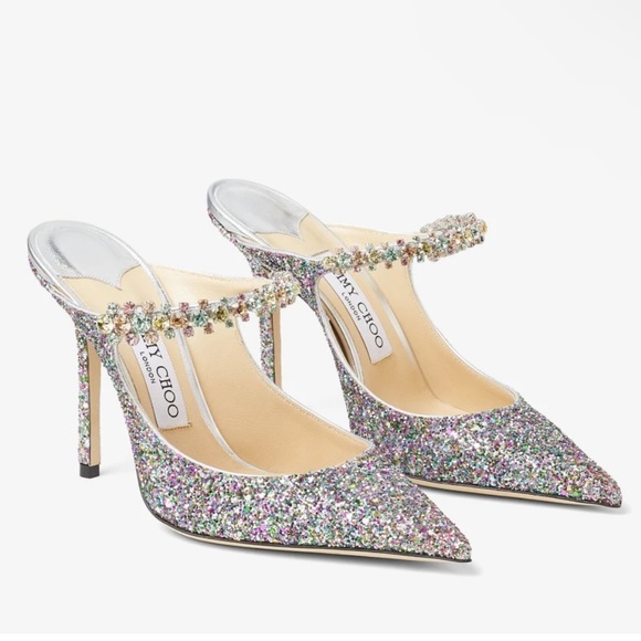 Jimmy Choo Bing 100 Sparkly Mules Size 41 - Picture 3 of 17